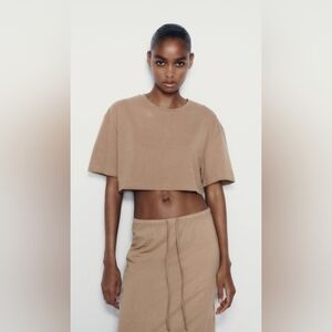NWT Zara Women's Washed Effect Cropped T-Shirt, Sz. M.